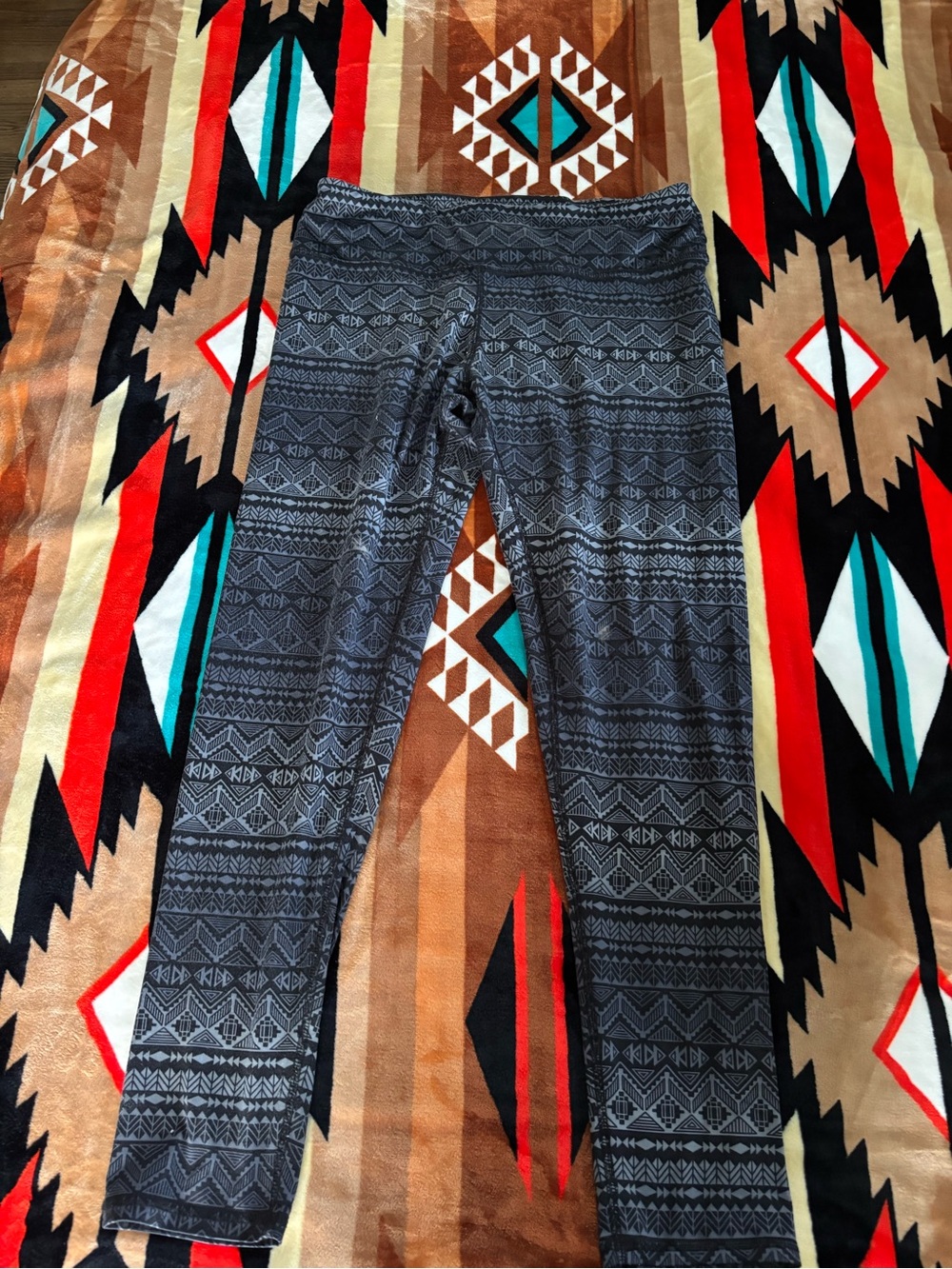 RBX Black and Gray Geometric Kids Leggings